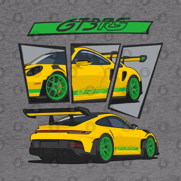 car 911 gt3 rs racing edition detail yellow green by creative.z